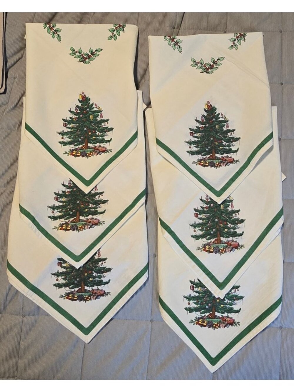 Spode Christmas decorative napkins Set of 6 Festive Green Trim
